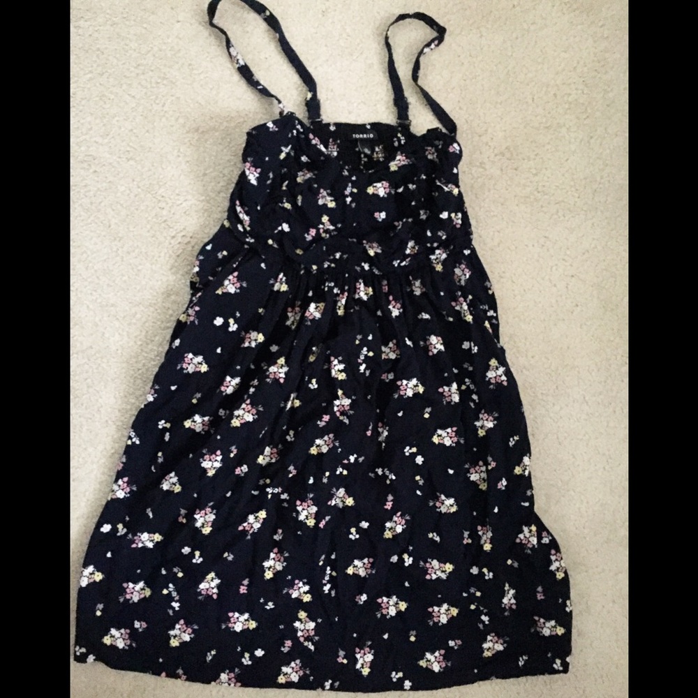 Dark Blue Floral Midi Dress